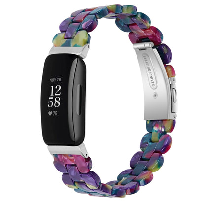 For Fitbit Inspire 2 / Inspire Oval Resin Watch Band(Purple Green Flower) - Watch Bands by buy2fix | Online Shopping UK | buy2fix