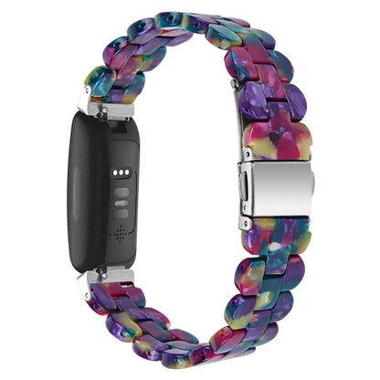 For Fitbit Inspire 2 / Inspire Oval Resin Watch Band(Purple Green Flower) - Watch Bands by buy2fix | Online Shopping UK | buy2fix