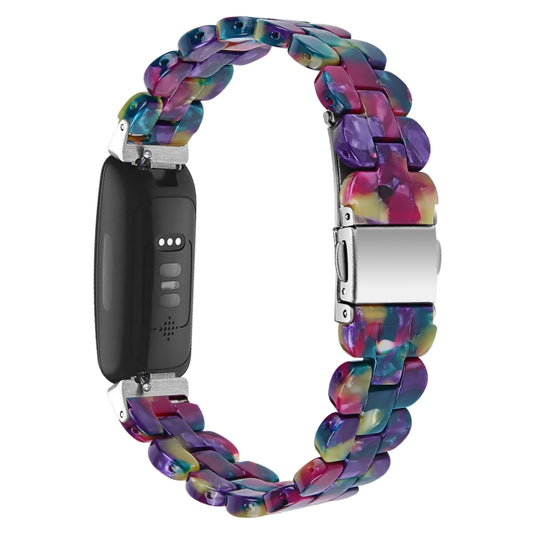 For Fitbit Inspire 2 / Inspire Oval Resin Watch Band(Purple Green Flower) - Watch Bands by buy2fix | Online Shopping UK | buy2fix