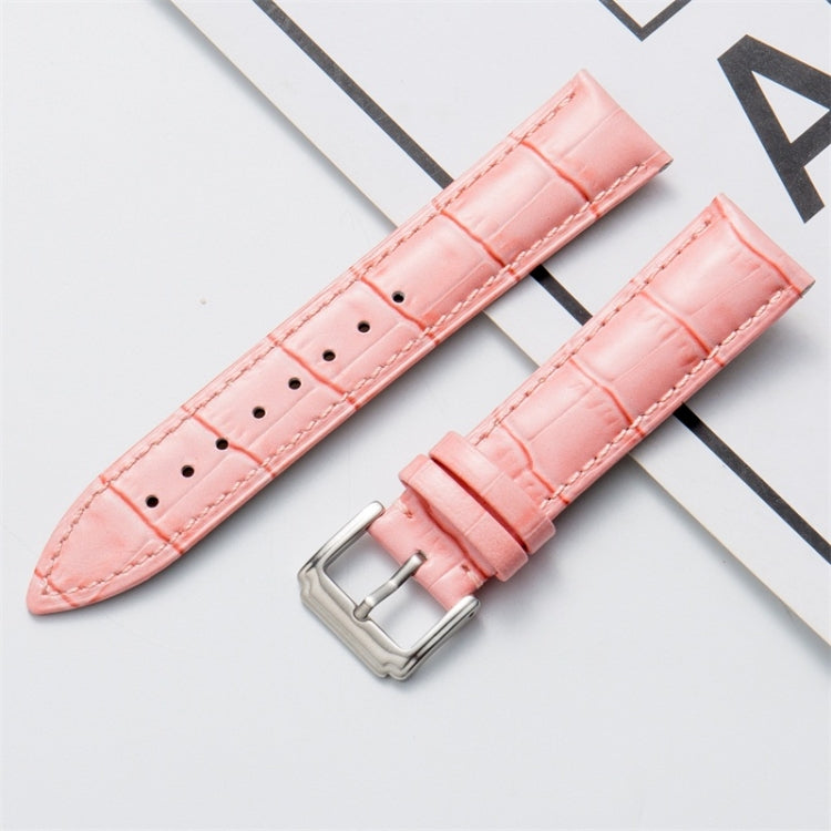 16mm Calf Leather Watch Band(Pink) by buy2fix