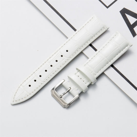 20mm Calf Leather Watch Band(White) - Watch Bands by buy2fix | Online Shopping UK | buy2fix