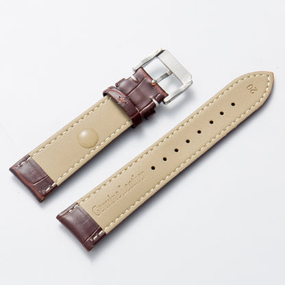 20mm Calf Leather Watch Band(Brown White Lines) - Watch Bands by buy2fix | Online Shopping UK | buy2fix