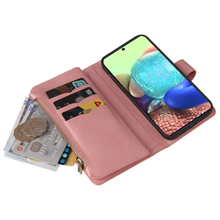 For Samsung Galaxy A71 4G Skin Feel PU + TPU Horizontal Flip Leather Case with Holder & 15 Cards Slot & Wallet & Zipper Pocket & Lanyard(Pink) by buy2fix