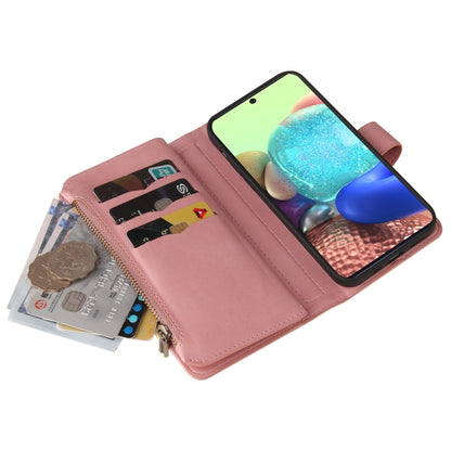For Samsung Galaxy A71 4G Skin Feel PU + TPU Horizontal Flip Leather Case with Holder & 15 Cards Slot & Wallet & Zipper Pocket & Lanyard(Pink) by buy2fix