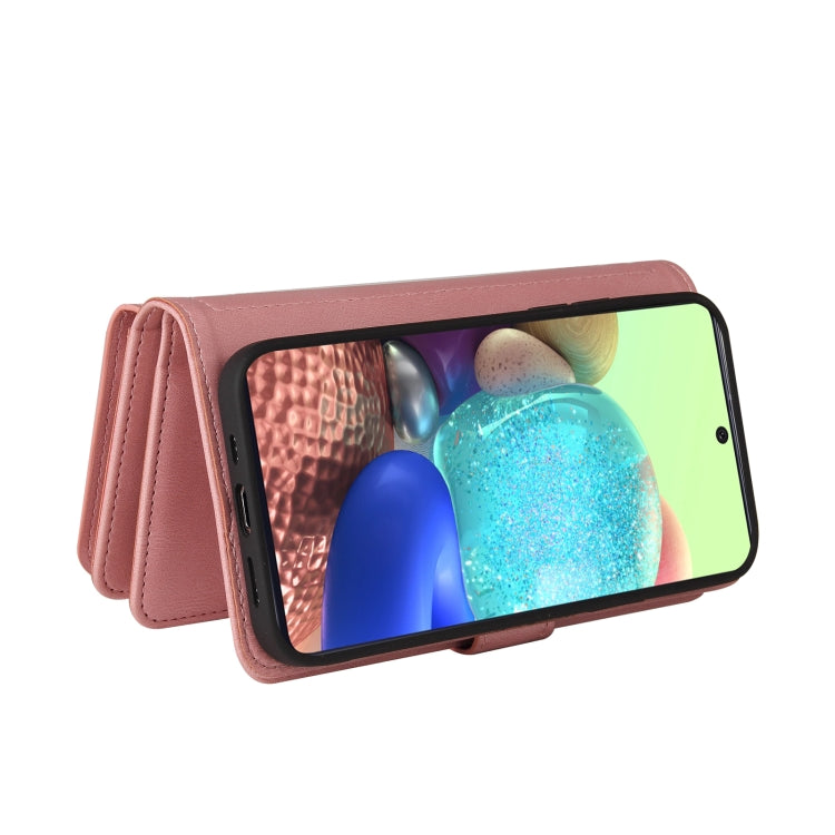 For Samsung Galaxy A71 4G Skin Feel PU + TPU Horizontal Flip Leather Case with Holder & 15 Cards Slot & Wallet & Zipper Pocket & Lanyard(Pink) by buy2fix