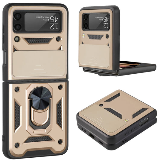 For Samsung Galaxy Z Flip3 5G Sliding Camera Cover Design TPU+PC Protective Case(Gold) - Galaxy Phone Cases by buy2fix | Online Shopping UK | buy2fix