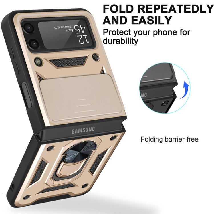 For Samsung Galaxy Z Flip3 5G Sliding Camera Cover Design TPU+PC Protective Case(Gold) - Galaxy Phone Cases by buy2fix | Online Shopping UK | buy2fix