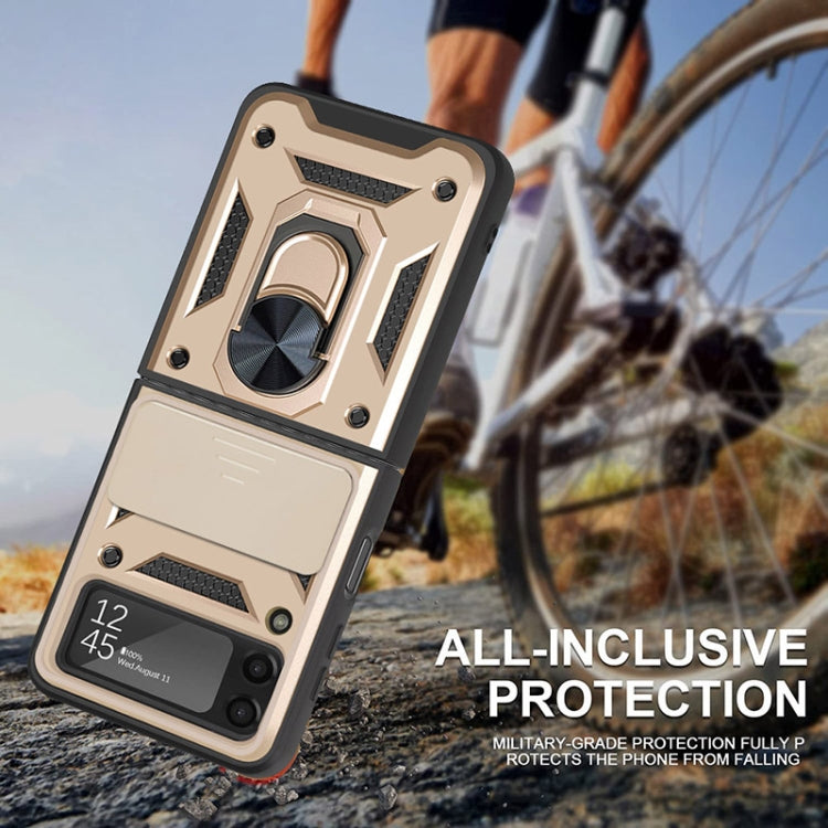 For Samsung Galaxy Z Flip3 5G Sliding Camera Cover Design TPU+PC Protective Case(Gold) - Galaxy Phone Cases by buy2fix | Online Shopping UK | buy2fix