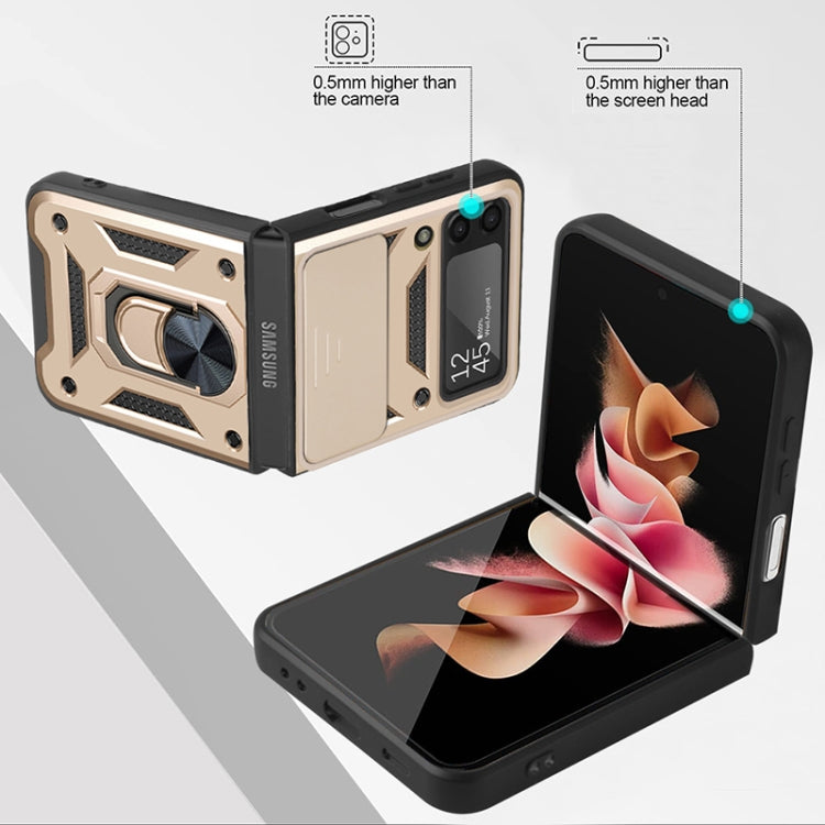 For Samsung Galaxy Z Flip3 5G Sliding Camera Cover Design TPU+PC Protective Case(Gold) - Galaxy Phone Cases by buy2fix | Online Shopping UK | buy2fix