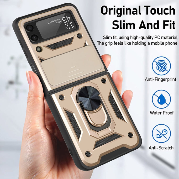 For Samsung Galaxy Z Flip3 5G Sliding Camera Cover Design TPU+PC Protective Case(Gold) - Galaxy Phone Cases by buy2fix | Online Shopping UK | buy2fix