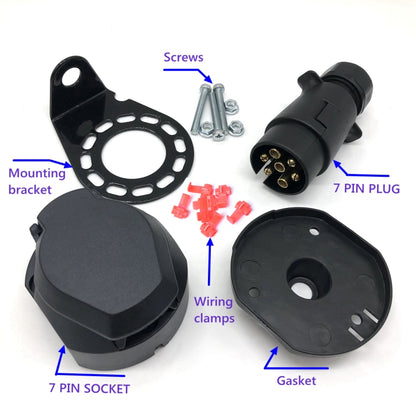 A0364 7 Pins 12N Electrics Converter Trailer Caravan Plug and Socket Adapter Connector - Terminal connectors by buy2fix | Online Shopping UK | buy2fix