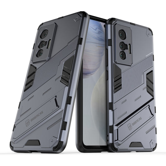 For vivo X70 Punk Armor 2 in 1 PC + TPU Shockproof Case with Invisible Holder(Grey) - vivo Cases by buy2fix | Online Shopping UK | buy2fix
