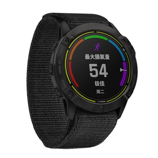 For Garmin Fenix 6X 26mm Knitted Nylon Loop Watch Band(Black) - Watch Bands by buy2fix | Online Shopping UK | buy2fix