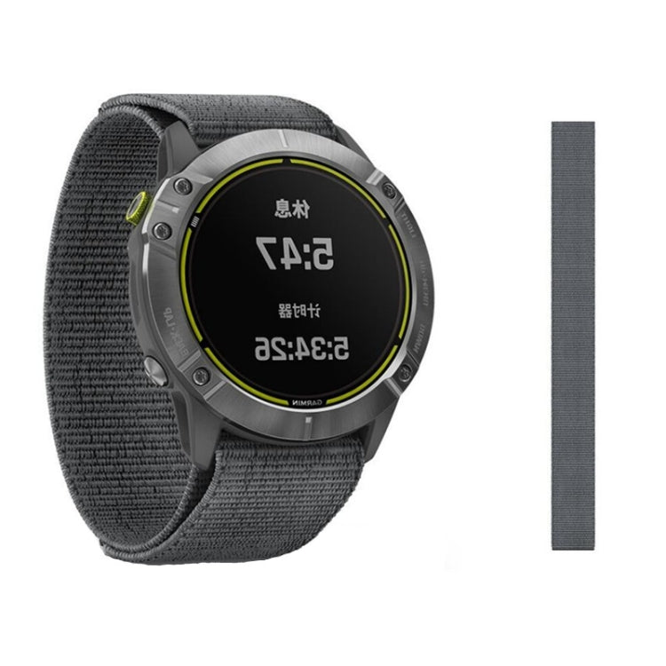 For Garmin Fenix 6X 26mm Knitted Nylon Loop Watch Band(Grey) - Watch Bands by buy2fix | Online Shopping UK | buy2fix