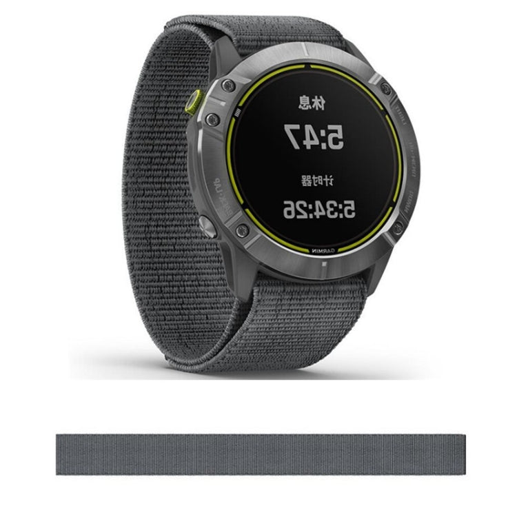 For Garmin Fenix 6X 26mm Knitted Nylon Loop Watch Band(Grey) - Watch Bands by buy2fix | Online Shopping UK | buy2fix