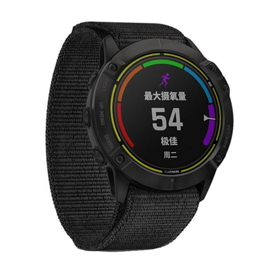 For Garmin Fenix 6 22mm Knitted Nylon Loop Watch Band(Black) - Watch Bands by buy2fix | Online Shopping UK | buy2fix