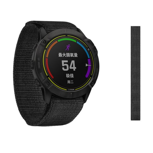 For Garmin Fenix 6 22mm Knitted Nylon Loop Watch Band(Black) - Watch Bands by buy2fix | Online Shopping UK | buy2fix