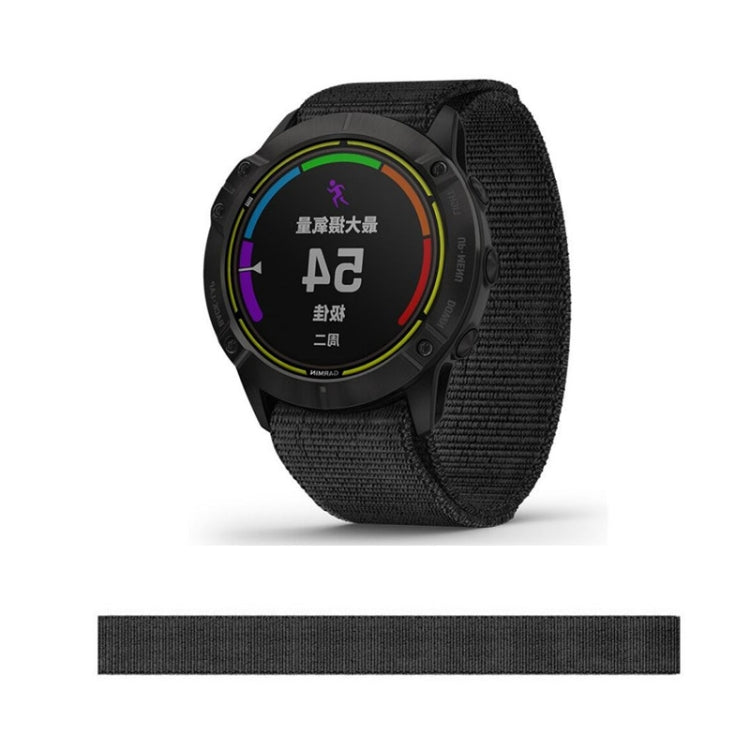 For Garmin Fenix 6 22mm Knitted Nylon Loop Watch Band(Black) by buy2fix