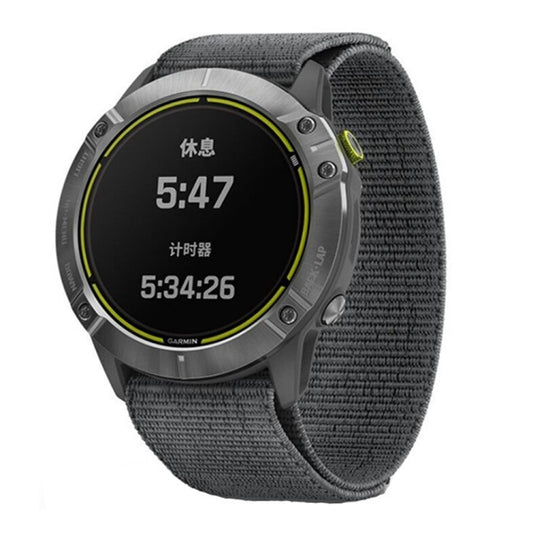 For Garmin Fenix 6 22mm Knitted Nylon Loop Watch Band(Grey) - Watch Bands by buy2fix | Online Shopping UK | buy2fix