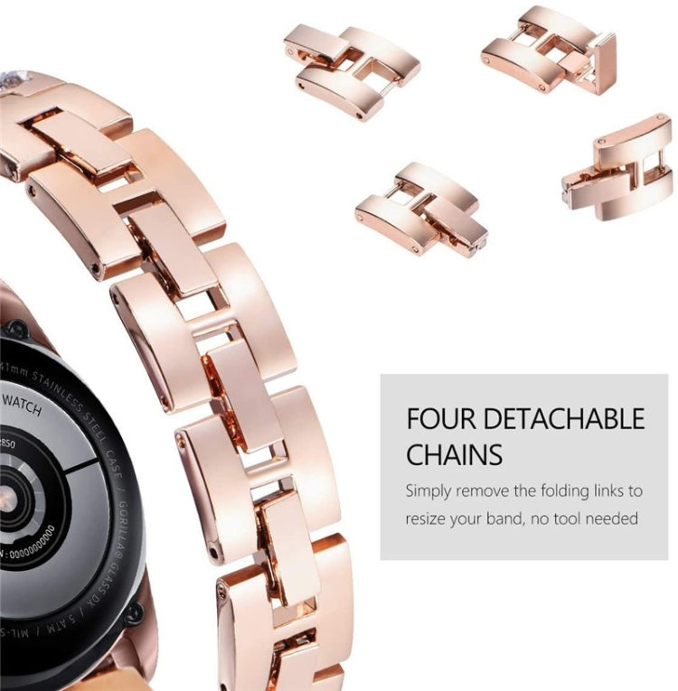 For Xiaomi Haylou RS3 / Suunto 9 Peak 22mm Universal Stainless Steel Metal Watch Band(Rose Gold) - Watch Bands by buy2fix | Online Shopping UK | buy2fix
