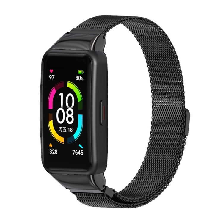 For Huawei Band 6 / Honor Band 6 / 7 MIJOBS Milan Stainless Steel Magnetic Watch Band(Black) - Watch Bands by MIJOBS | Online Shopping UK | buy2fix