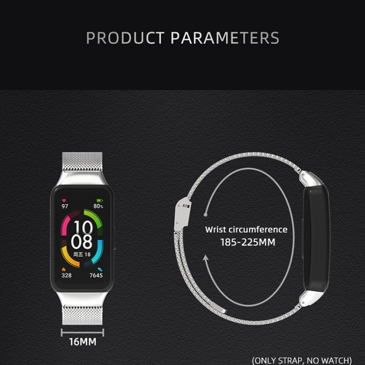 For Huawei Band 6 / Honor Band 6 / 7 MIJOBS Milan Stainless Steel Magnetic Watch Band(Black) - Watch Bands by MIJOBS | Online Shopping UK | buy2fix