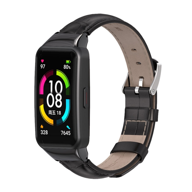 For Huawei Band 6 / Honor Band 6 / 7 MIJOBS Cowhide Leather Watch Band(Bamboo Joint Black) - Watch Bands by MIJOBS | Online Shopping UK | buy2fix