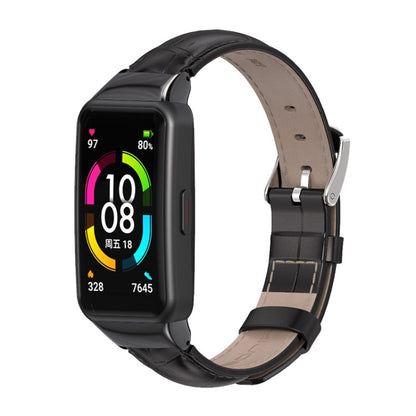 For Huawei Band 6 / Honor Band 6 / 7 MIJOBS Cowhide Leather Watch Band(Bamboo Joint Black) - Watch Bands by MIJOBS | Online Shopping UK | buy2fix