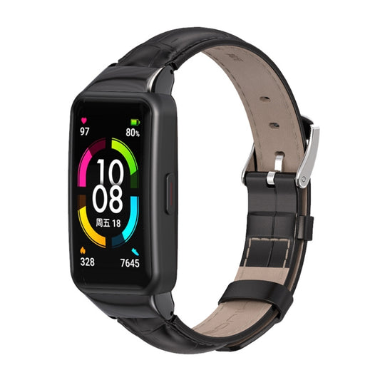 For Huawei Band 6 / Honor Band 6 / 7 MIJOBS Cowhide Leather Watch Band(Bamboo Joint Black) - Watch Bands by MIJOBS | Online Shopping UK | buy2fix