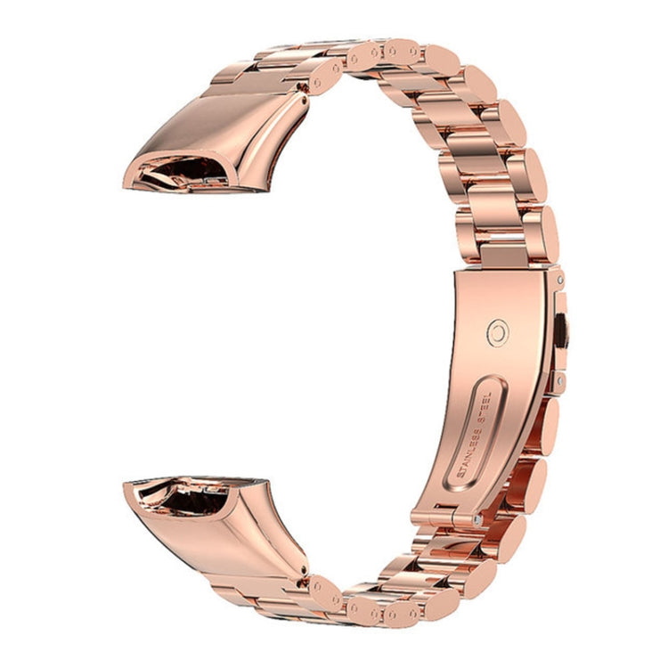 For Huawei Band 6 / Honor Band 6 / 7 MIJOBS Three Strains Stainless Steel Metal Buckle Watch Band(Rose Gold) - Watch Bands by MIJOBS | Online Shopping UK | buy2fix