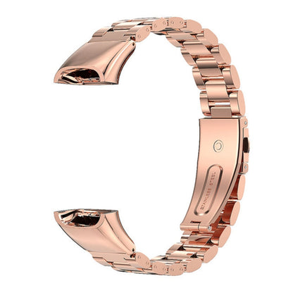 For Huawei Band 6 / Honor Band 6 / 7 MIJOBS Three Strains Stainless Steel Metal Buckle Watch Band(Rose Gold) - Watch Bands by MIJOBS | Online Shopping UK | buy2fix