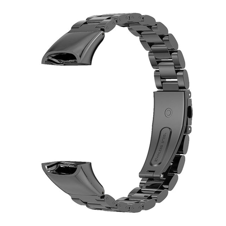 For Huawei Band 6 / Honor Band 6 / 7 MIJOBS Three Strains Stainless Steel Metal Buckle Watch Band(Black) - Watch Bands by MIJOBS | Online Shopping UK | buy2fix