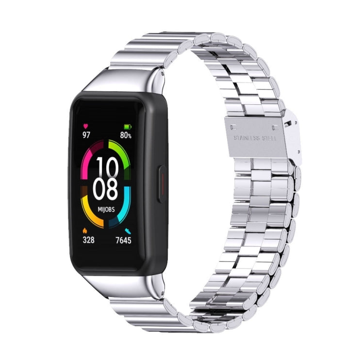 For Huawei Band 6 / Honor Band 6 / 7 MIJOBS Bamboo Joint Stainless Steel Metal Buckle Watch Band(Silver) - Watch Bands by MIJOBS | Online Shopping UK | buy2fix