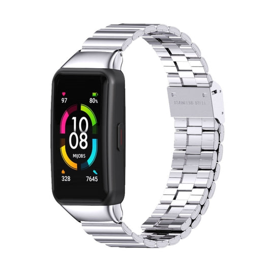 For Huawei Band 6 / Honor Band 6 / 7 MIJOBS Bamboo Joint Stainless Steel Metal Buckle Watch Band(Silver) - Watch Bands by MIJOBS | Online Shopping UK | buy2fix
