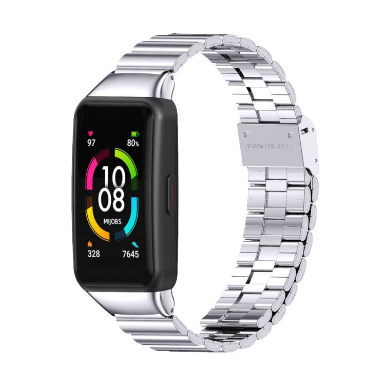 For Huawei Band 6 / Honor Band 6 / 7 MIJOBS Bamboo Joint Stainless Steel Metal Buckle Watch Band(Silver) - Watch Bands by MIJOBS | Online Shopping UK | buy2fix