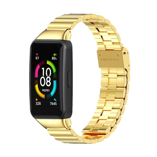 For Huawei Band 6 / Honor Band 6 / 7 MIJOBS Bamboo Joint Stainless Steel Metal Buckle Watch Band(Gold) - Watch Bands by MIJOBS | Online Shopping UK | buy2fix