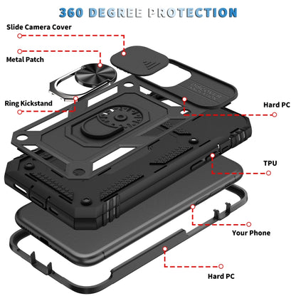 For iPhone 11 Sliding Camera Cover Design TPU + PC Protective Case with 360 Degree Rotating Holder & Card Slot (Black+Black) - iPhone 11 Cases by buy2fix | Online Shopping UK | buy2fix