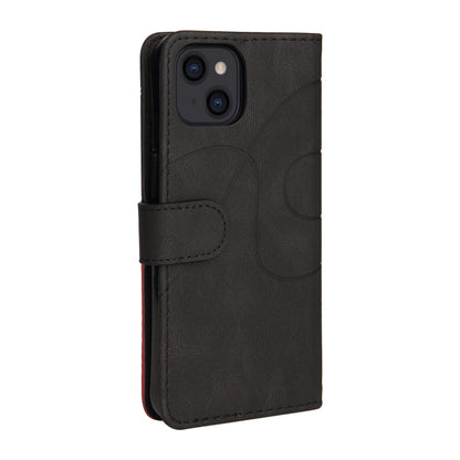 For iPhone 13 Dual-color Splicing Horizontal Flip PU Leather Case with Holder & Card Slots & Wallet(Black) - iPhone 13 Cases by buy2fix | Online Shopping UK | buy2fix