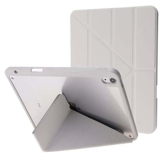 Deformation Transparent Acrylic Horizontal Flip PU Leather Case with Multi-folding Holder & Sleep / Wake-up Function & Pen Slot For iPad Air 2022 / 2020 10.9(Grey) - iPad Air (2022) / (2020) 10.9 Cases by buy2fix | Online Shopping UK | buy2fix