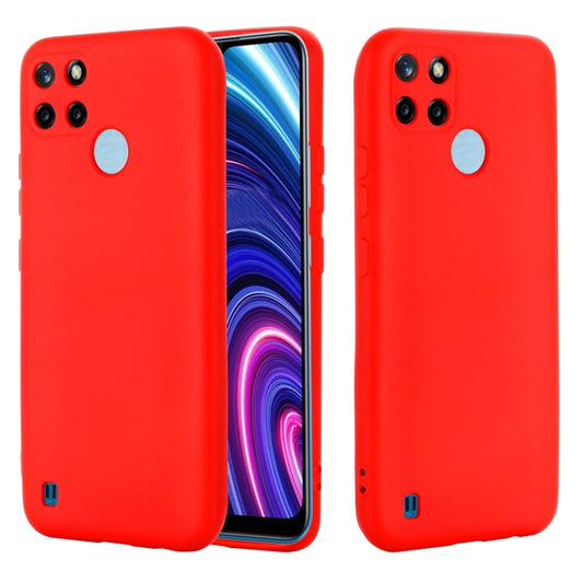 For OPPO Realme C21Y Foreign Version Solid Color Liquid Silicone Dropproof Full Coverage Protective Case(Red) - Realme Cases by buy2fix | Online Shopping UK | buy2fix