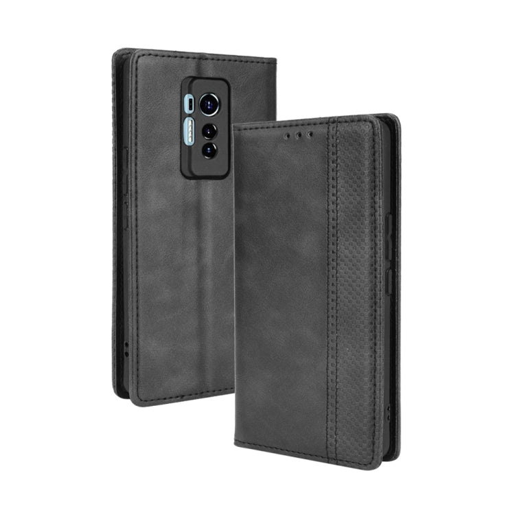 For Tecno Phantom X Magnetic Buckle Retro Pattern Horizontal Flip Leather Case with Holder & Card Slot & Wallet(Black) by buy2fix