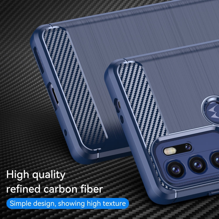For Motorola Moto G60S Brushed Texture Carbon Fiber TPU Case(Navy Blue) - Motorola Cases by buy2fix | Online Shopping UK | buy2fix