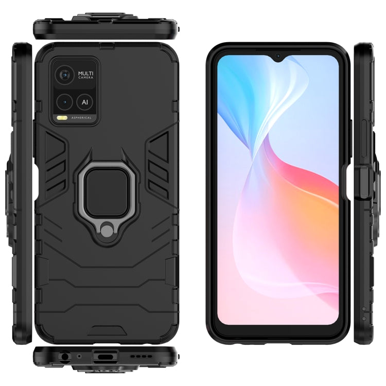 For vivo Y21 Shockproof PC + TPU Protective Case with Magnetic Ring Holder(Black) - vivo Cases by buy2fix | Online Shopping UK | buy2fix