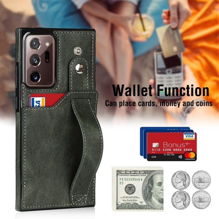 For Samsung Galaxy Note20 Ultra Crazy Horse Texture Shockproof TPU + PU Leather Case with Card Slot & Wrist Strap Holder(Emerald Green) by buy2fix