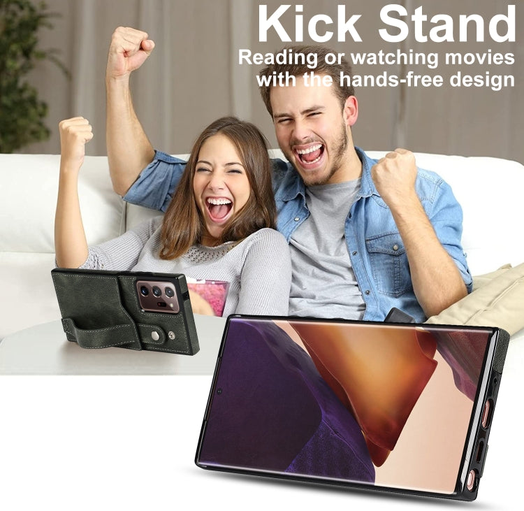 For Samsung Galaxy Note20 Ultra Crazy Horse Texture Shockproof TPU + PU Leather Case with Card Slot & Wrist Strap Holder(Emerald Green) by buy2fix