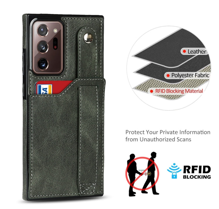 For Samsung Galaxy Note20 Ultra Crazy Horse Texture Shockproof TPU + PU Leather Case with Card Slot & Wrist Strap Holder(Emerald Green) by buy2fix