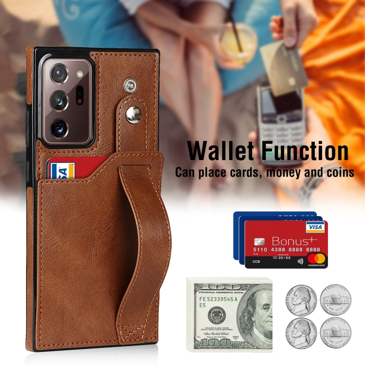 For Samsung Galaxy Note20 Ultra Crazy Horse Texture Shockproof TPU + PU Leather Case with Card Slot & Wrist Strap Holder(Brown) by buy2fix