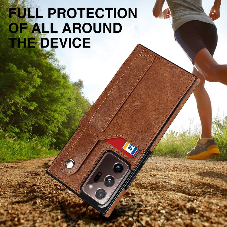 For Samsung Galaxy Note20 Ultra Crazy Horse Texture Shockproof TPU + PU Leather Case with Card Slot & Wrist Strap Holder(Brown) by buy2fix