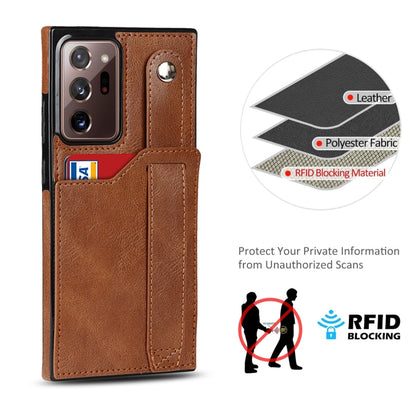 For Samsung Galaxy Note20 Ultra Crazy Horse Texture Shockproof TPU + PU Leather Case with Card Slot & Wrist Strap Holder(Brown) by buy2fix
