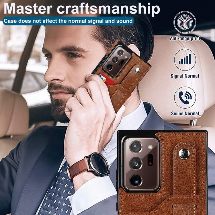 For Samsung Galaxy Note20 Ultra Crazy Horse Texture Shockproof TPU + PU Leather Case with Card Slot & Wrist Strap Holder(Brown) by buy2fix